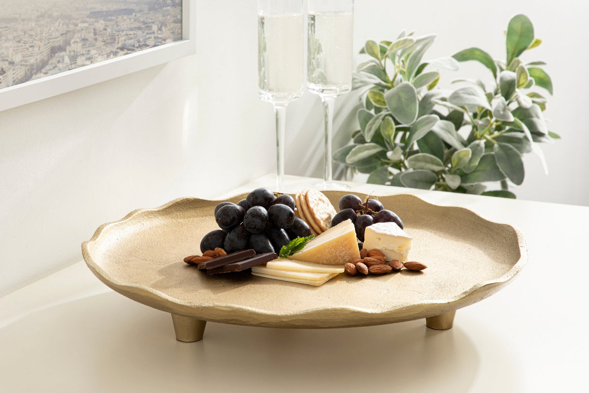 Alessia Decorative Footed Serving Tray | Antique Bronze