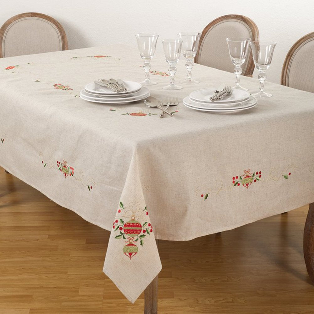 Embroidered Christmas Tree Table Runner | Holiday Table Decor