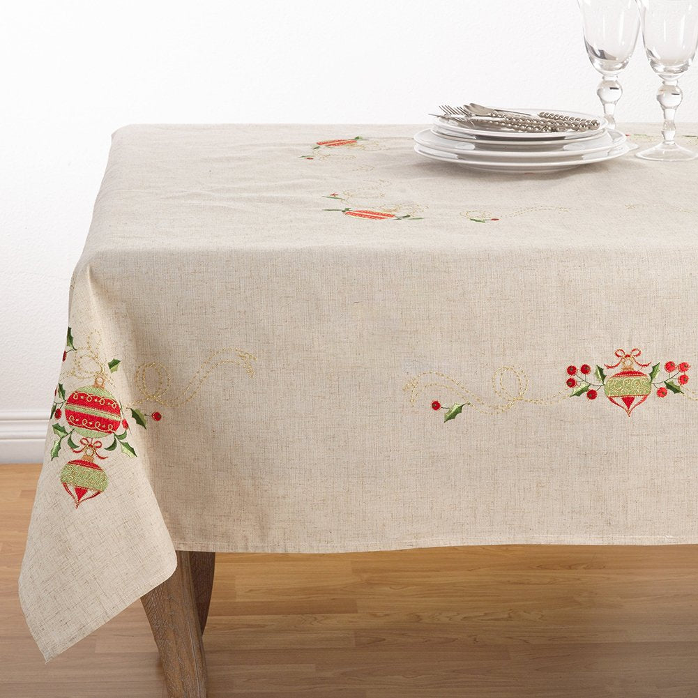 Embroidered Christmas Tree Table Runner | Holiday Table Decor