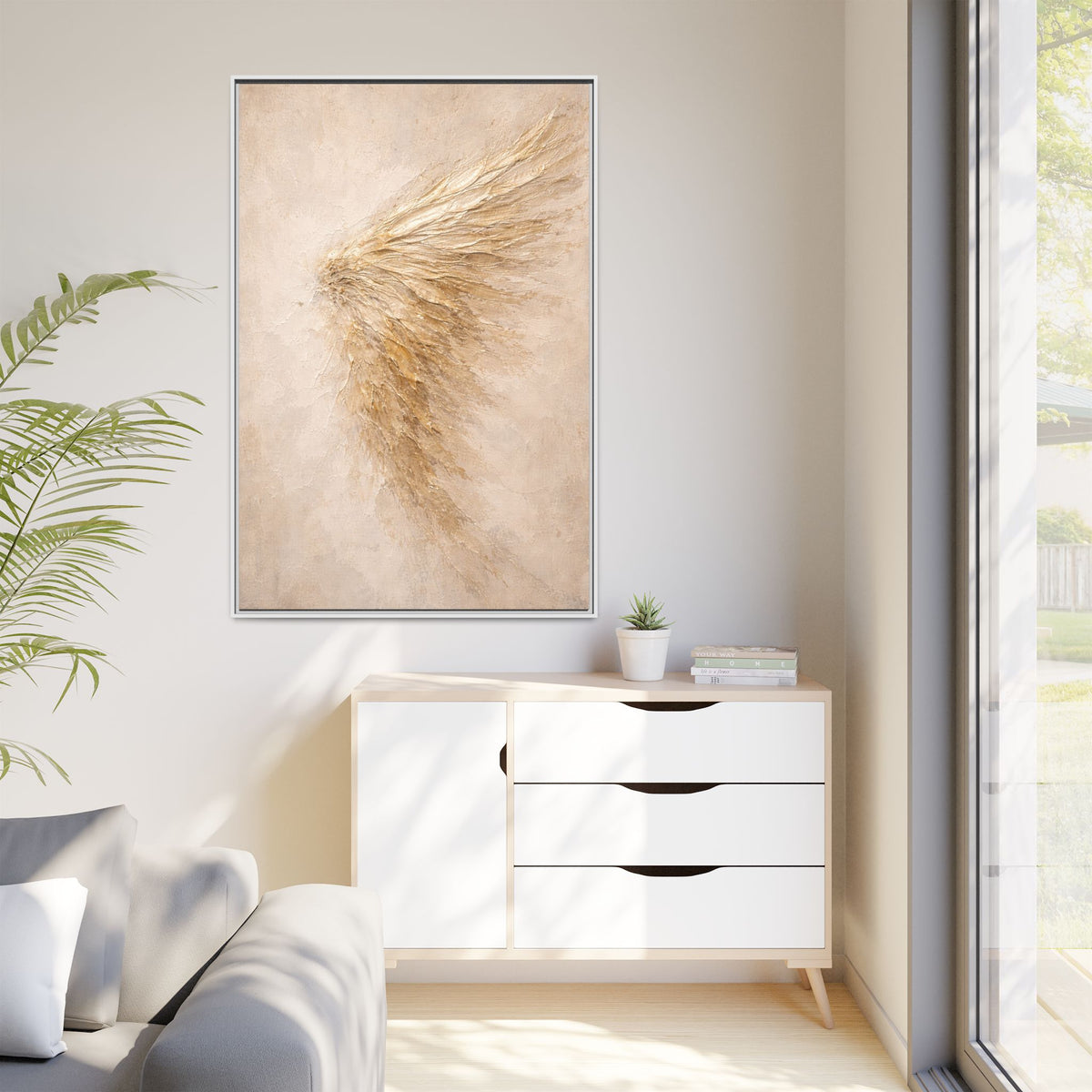 Abstract Angel Wing Framed Canvas Wall Art