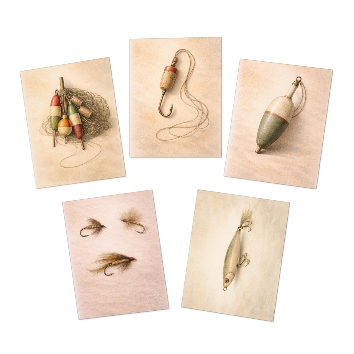 Fishing Lures Greeting Cards (5-Pack)
