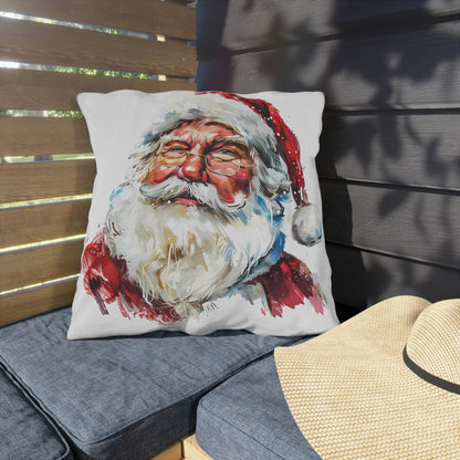 Santa Claus Holiday Outdoor Pillow — Festive Watercolor Santa Throw Cushion