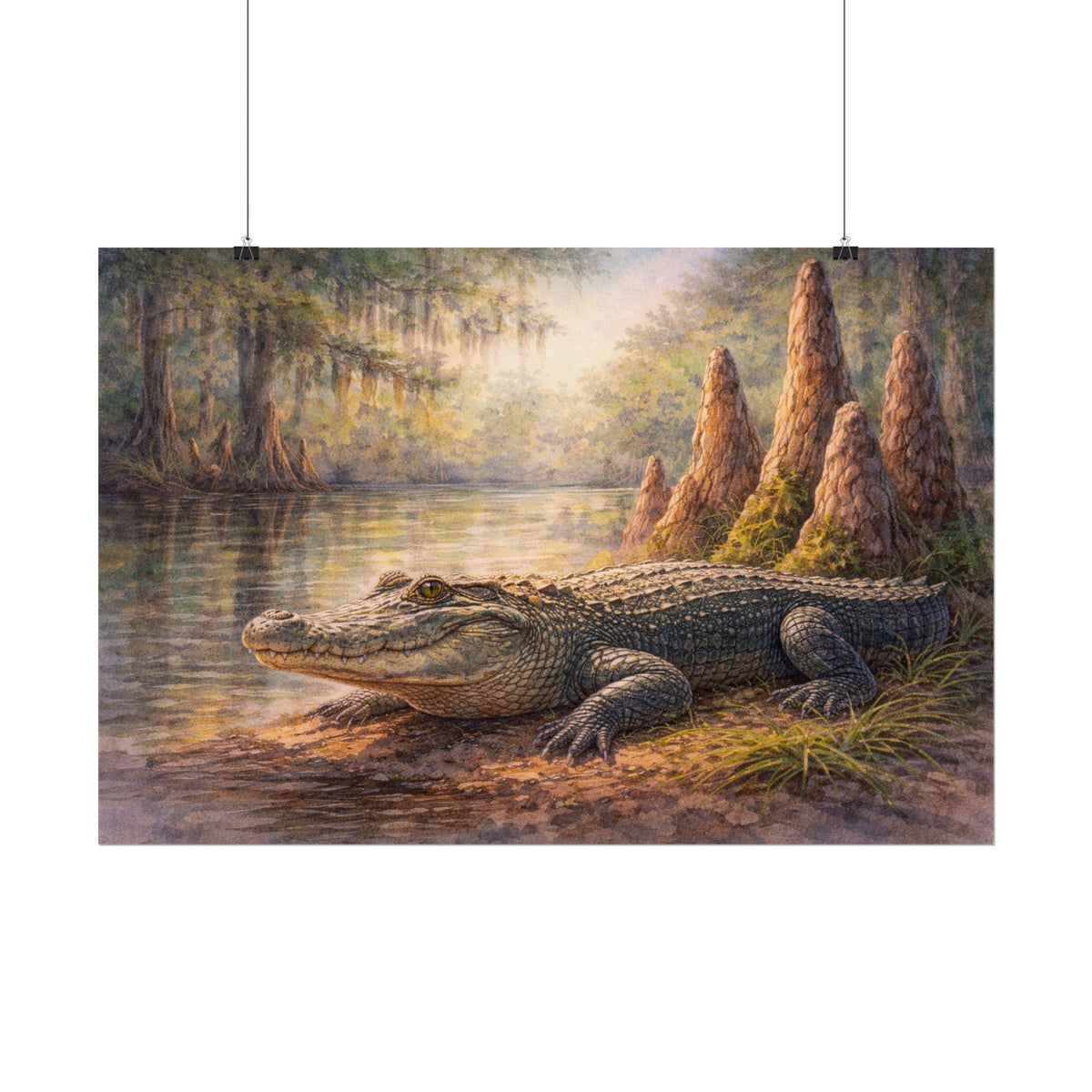 Alligator among Cypress Knees Art