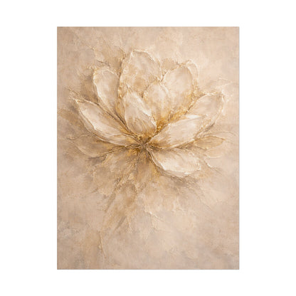 Neutral Gold Floral Poster Rolled Art Print for Living R Bedroom Decor