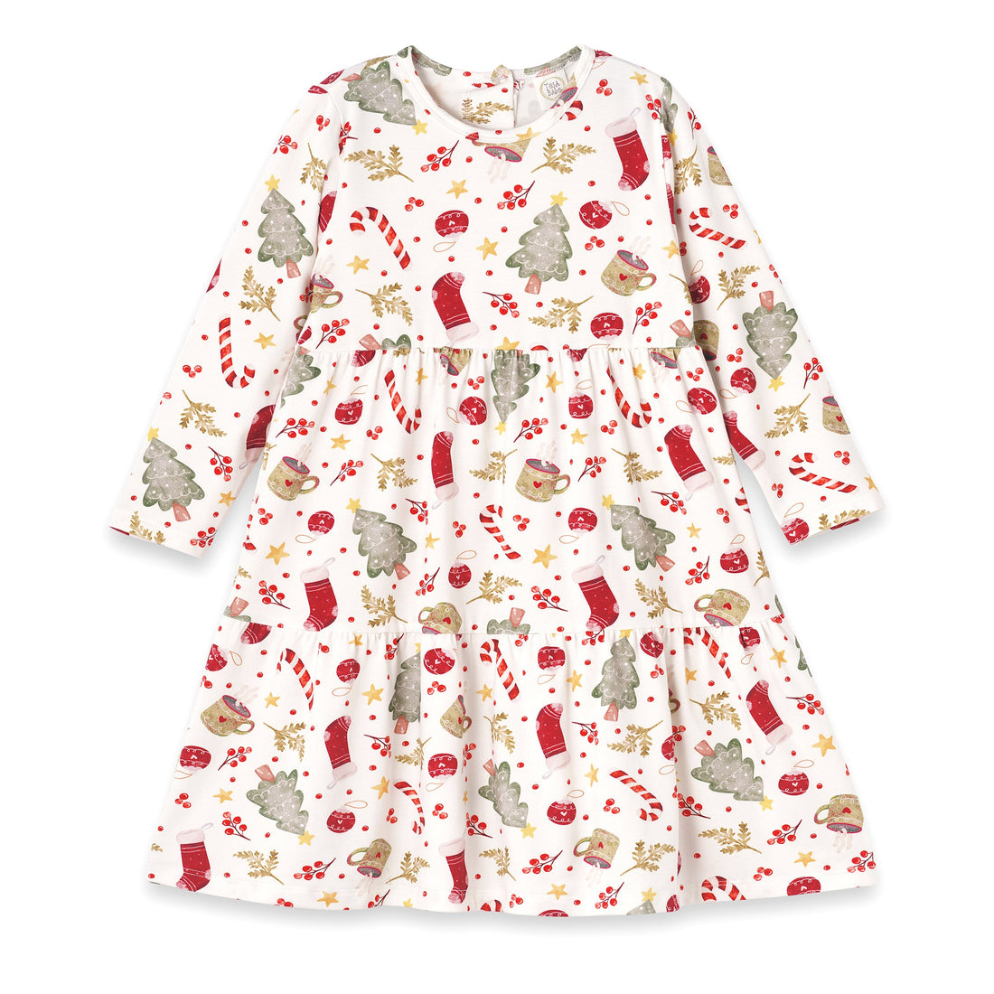 Girls Noel Treasures Christmas Print Bamboo Dress