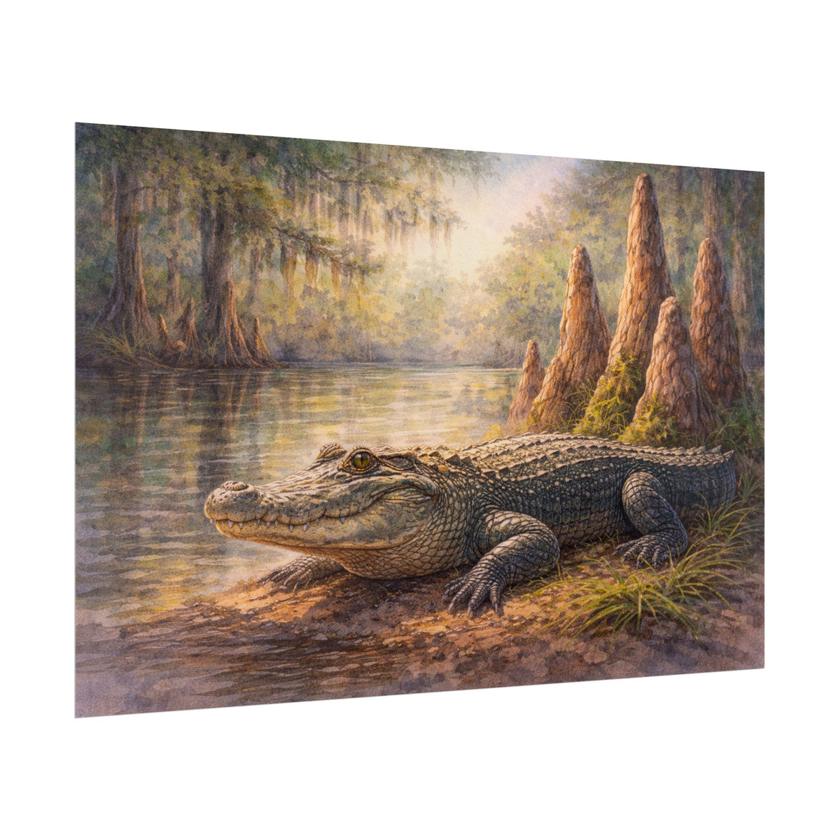 Alligator among Cypress Knees Art