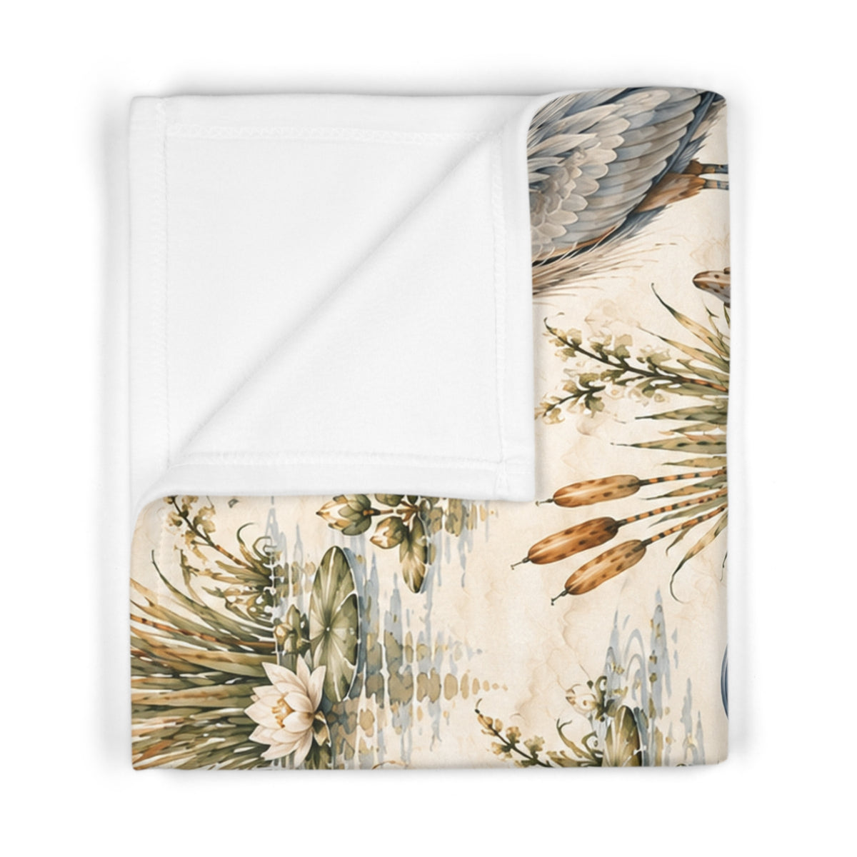 Heron Wetland Baby Blanket | 30" × 40" Southern Nature Fleece Blanket
