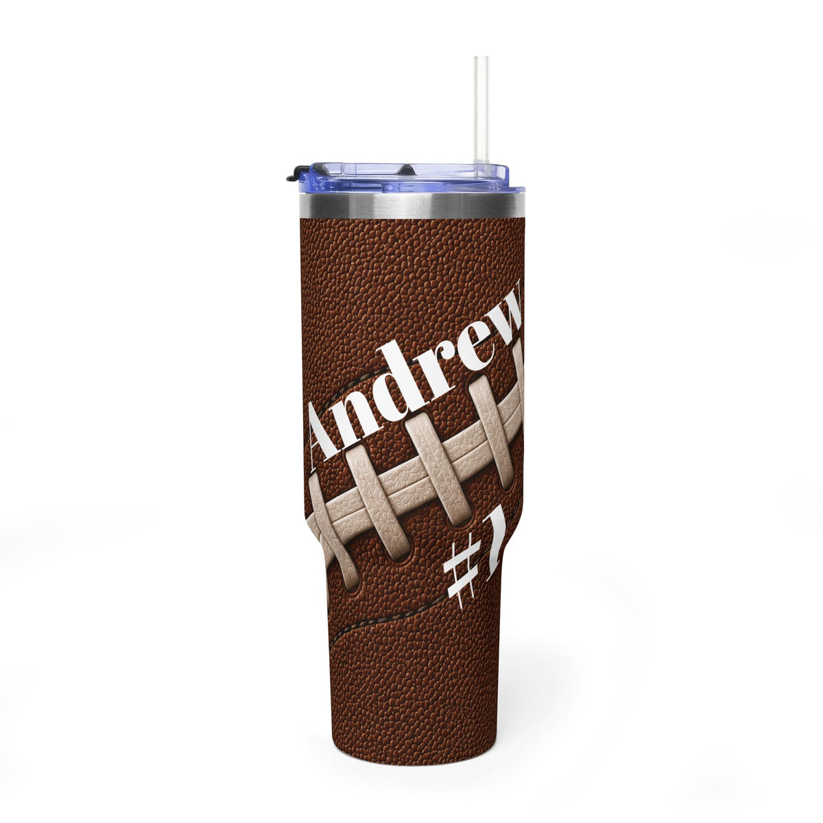 Personalized Football Tumbler – 40 oz Name &amp; Number Travel Cup