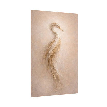Heron Silhouette Poster – Neutral Coastal Wall Art Decor
