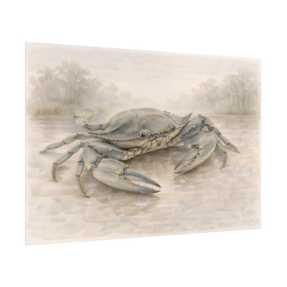 Blue Crab Illustration Rolled Poster