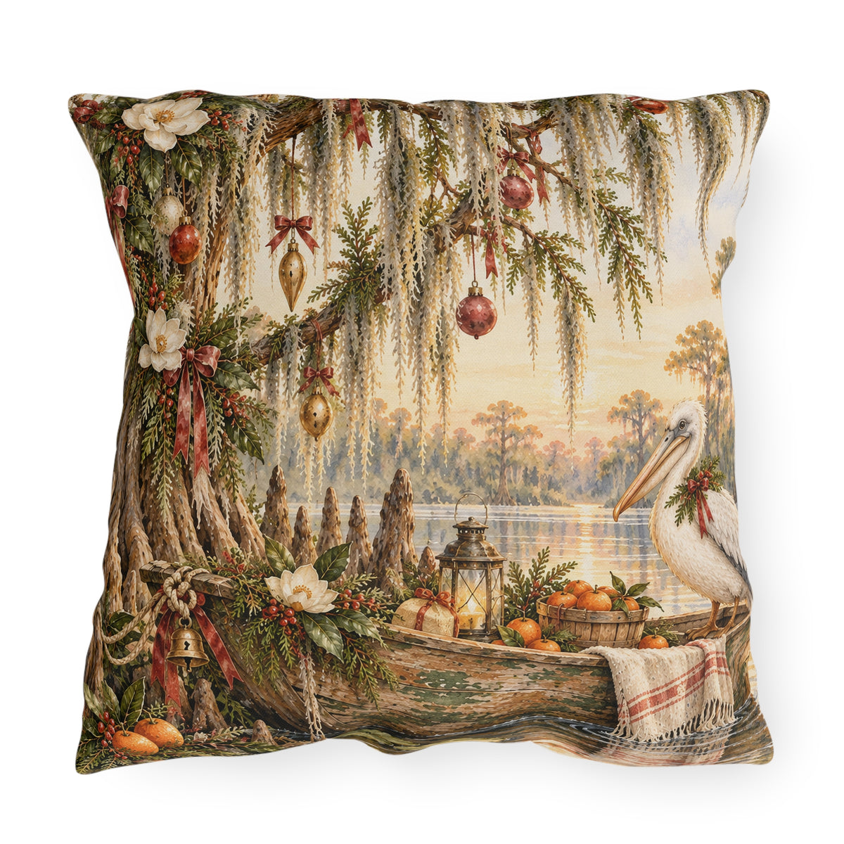 Christmas on the Bayou Holiday Pillow — Southern Bayou Christmas Decor