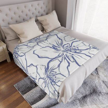 Floral Minky Blanket – Soft Cozy Throw for Home Decor, Baby Shower G