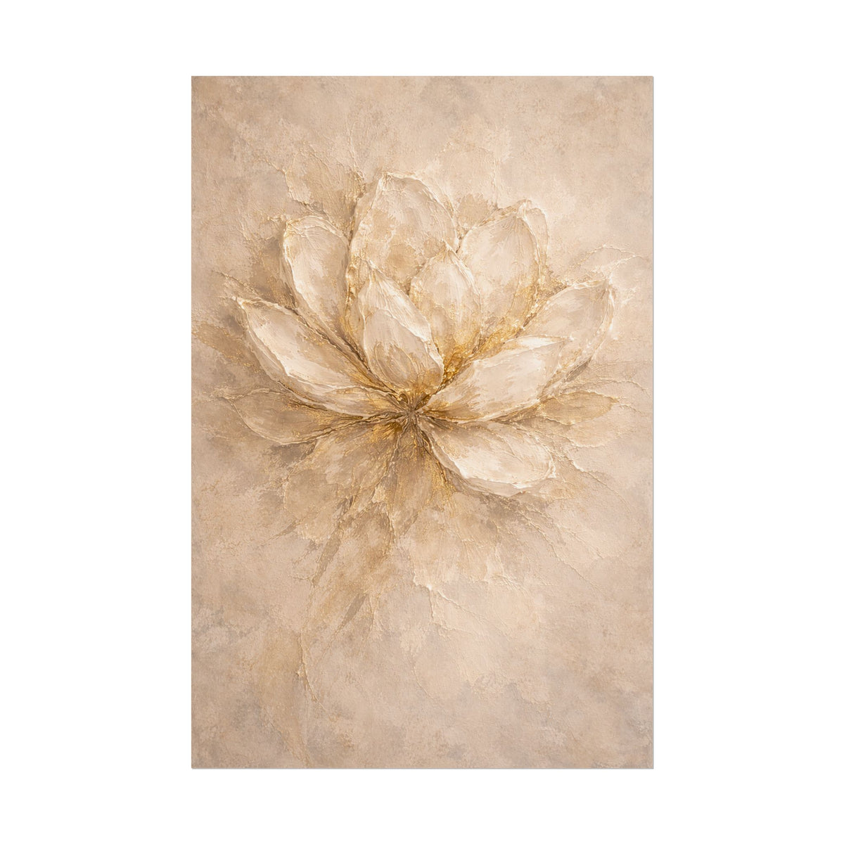Neutral Gold Floral Poster Rolled Art Print for Living R Bedroom Decor
