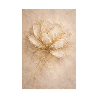 Neutral Gold Floral Poster Rolled Art Print for Living R Bedroom Decor
