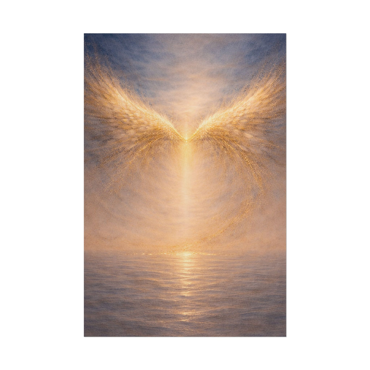 Angel Wings Sunset Poster  Spiritual Wall Art Rolled Poster