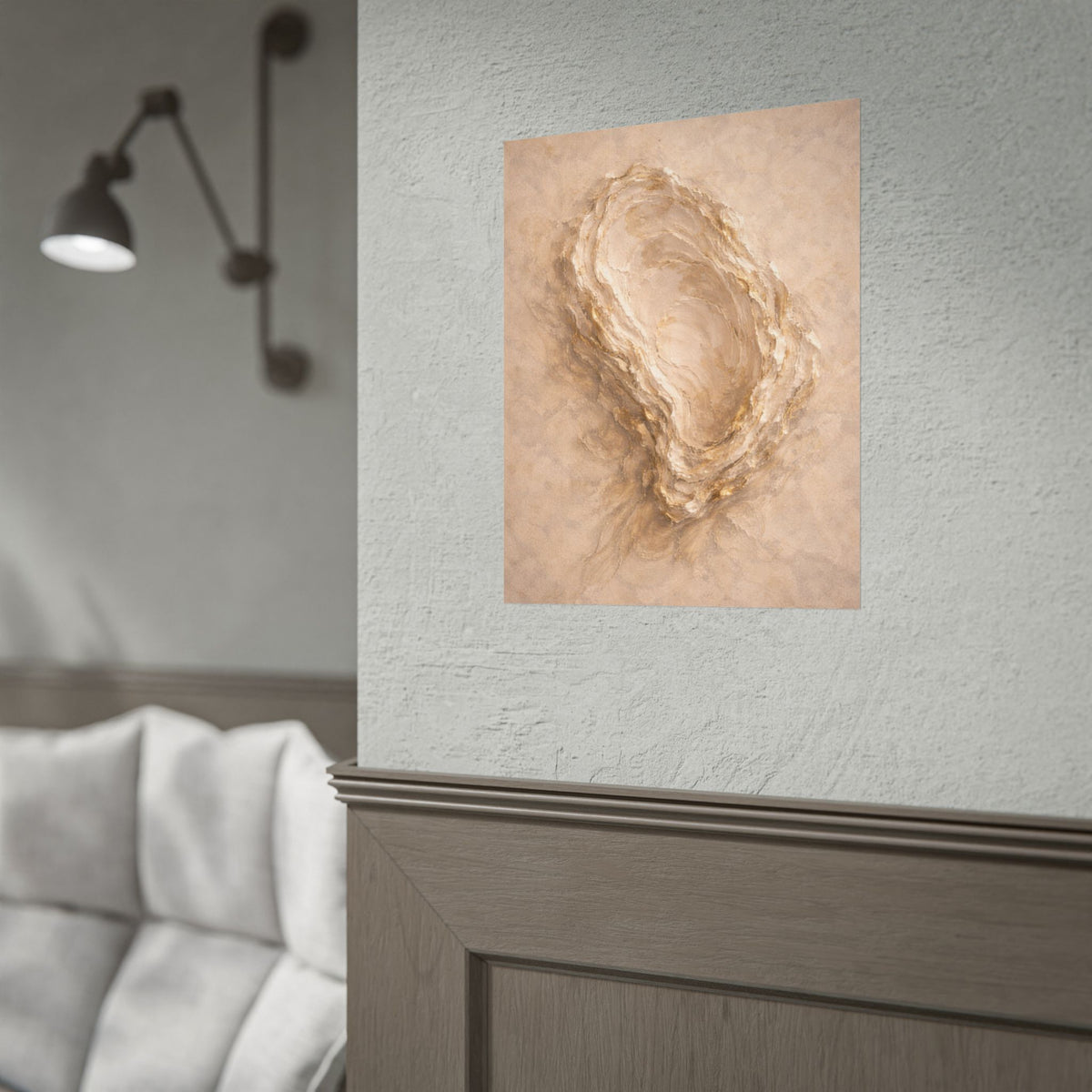Abstract Oyster Shell Neutral Tones — Organic Beige Textured Wall Art