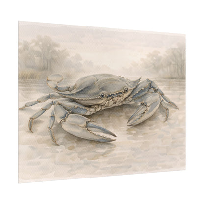 Blue Crab Illustration Rolled Poster