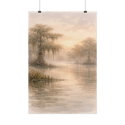 Misty Cypress Swamp Rolled Poster