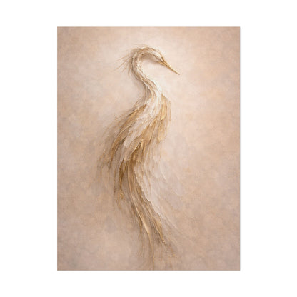 Heron Silhouette Poster – Neutral Coastal Wall Art Decor
