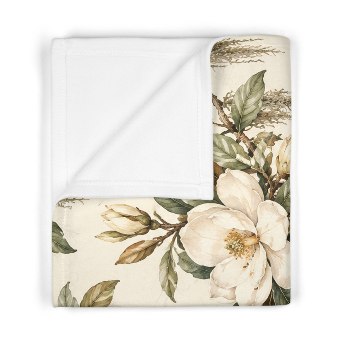 Vintage Magnolia Baby Blanket | 30" × 40" Southern Floral Fleece Blanket
