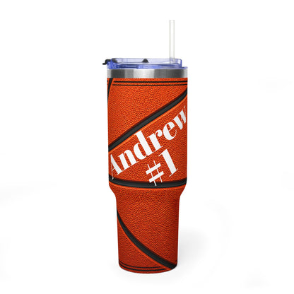 Personalized Basketball Tumbler – 40 oz Name &amp; Number Travel Cup