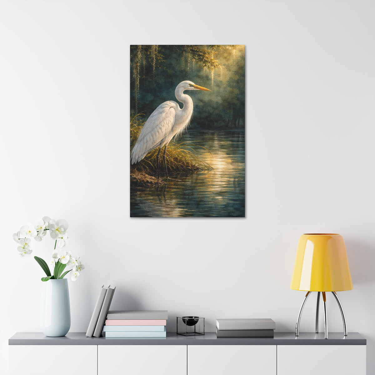 Southern Bayou Egret Canvas Wall Art