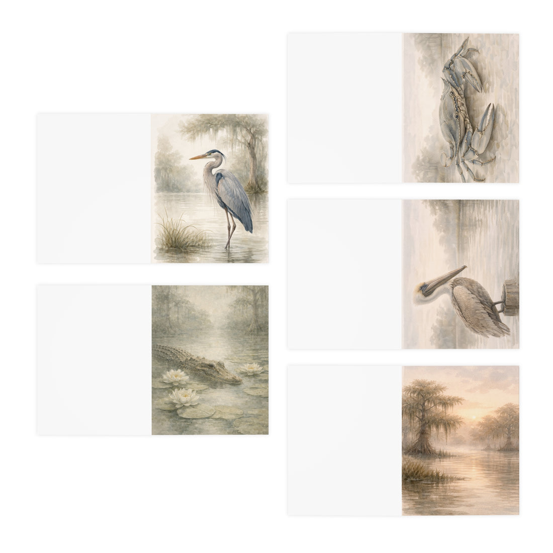 Vintage Watercolor Heron Greeting Cards