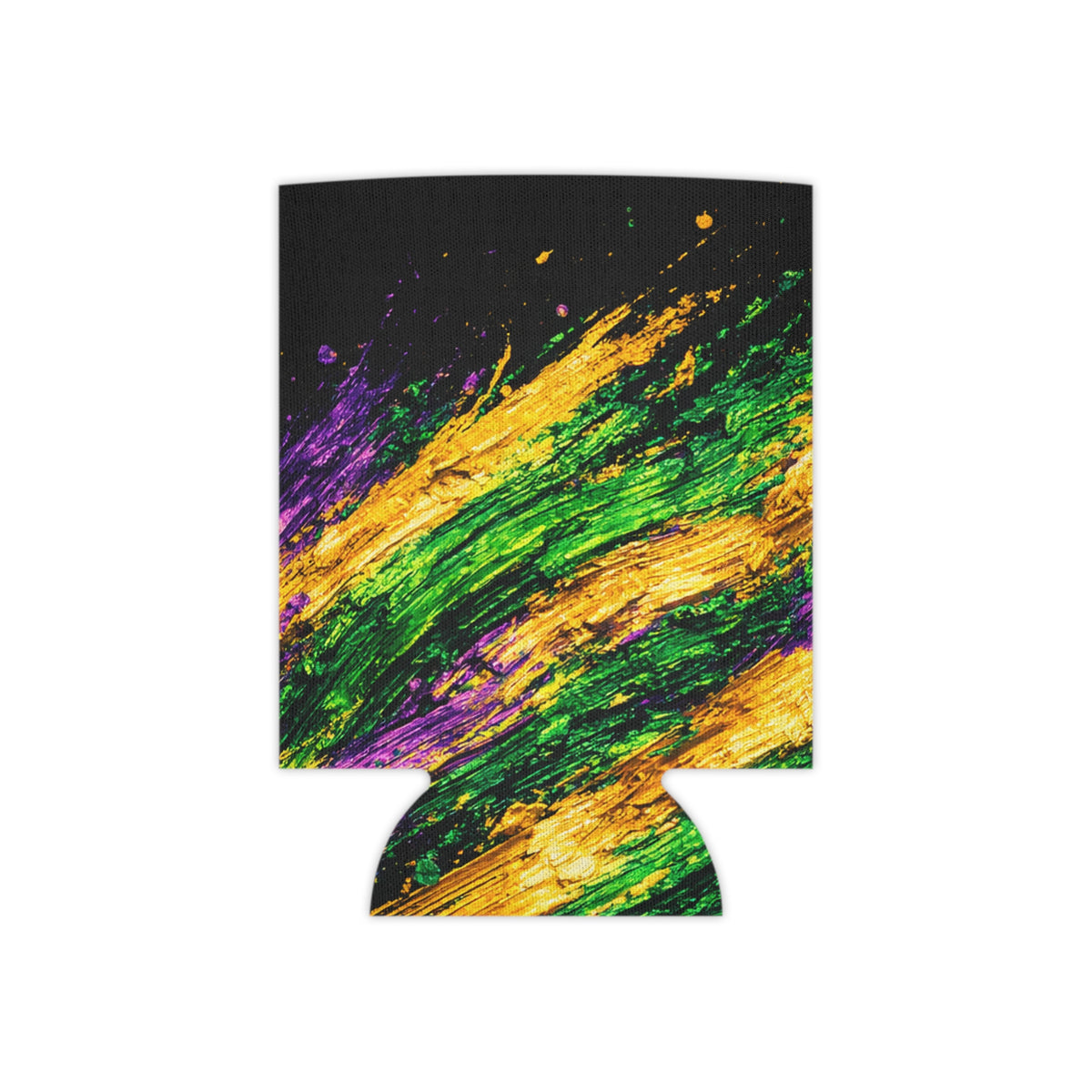 Mardi Gras Paint Splash Can Koozie - Purple Green Gold Koozie
