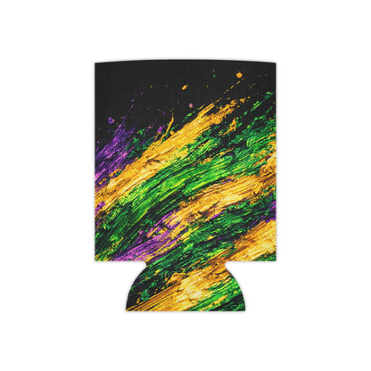 Mardi Gras Paint Splash Can Koozie - Purple Green Gold Koozie