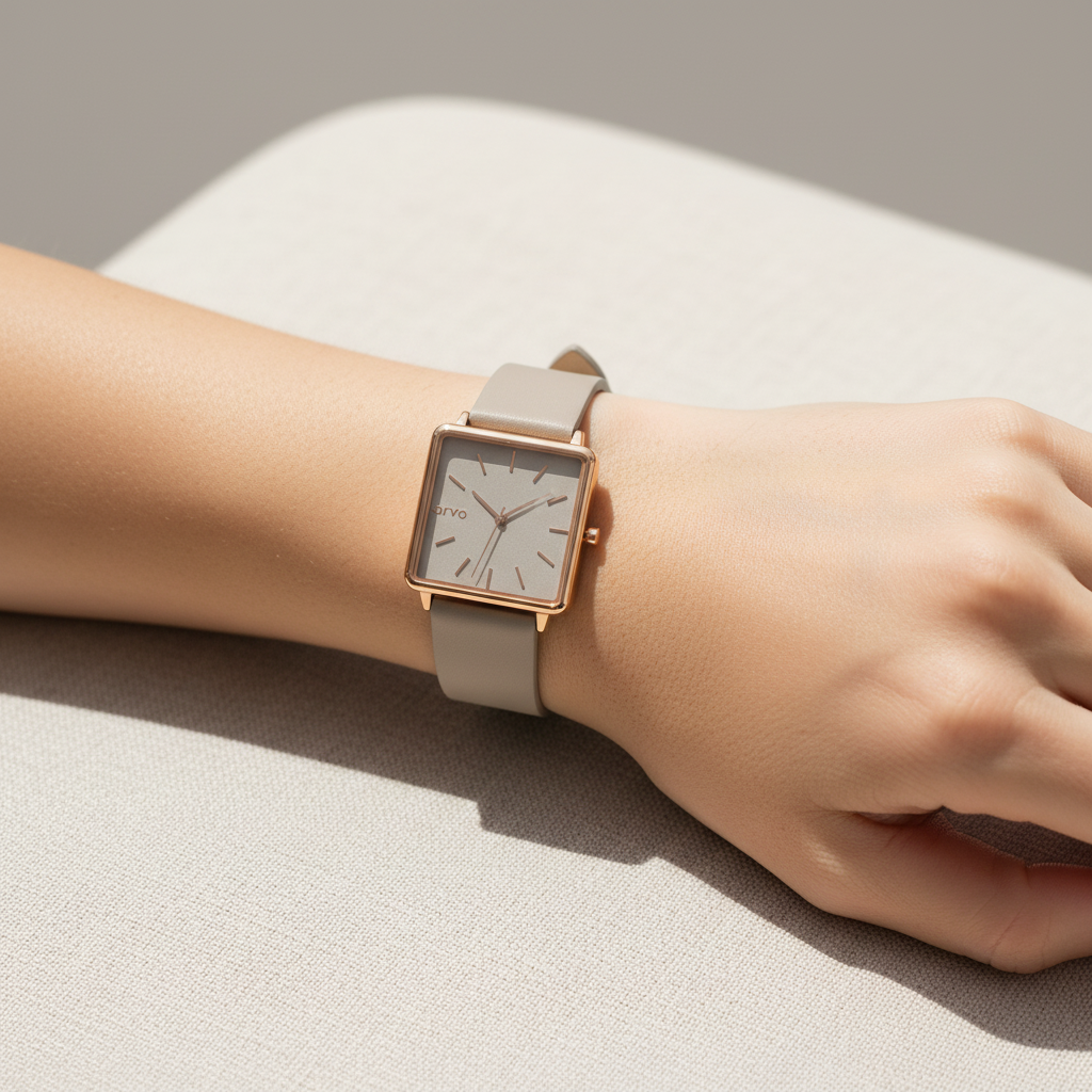 Arvo Time Squared Watch | Taupe &amp; Rose Gold