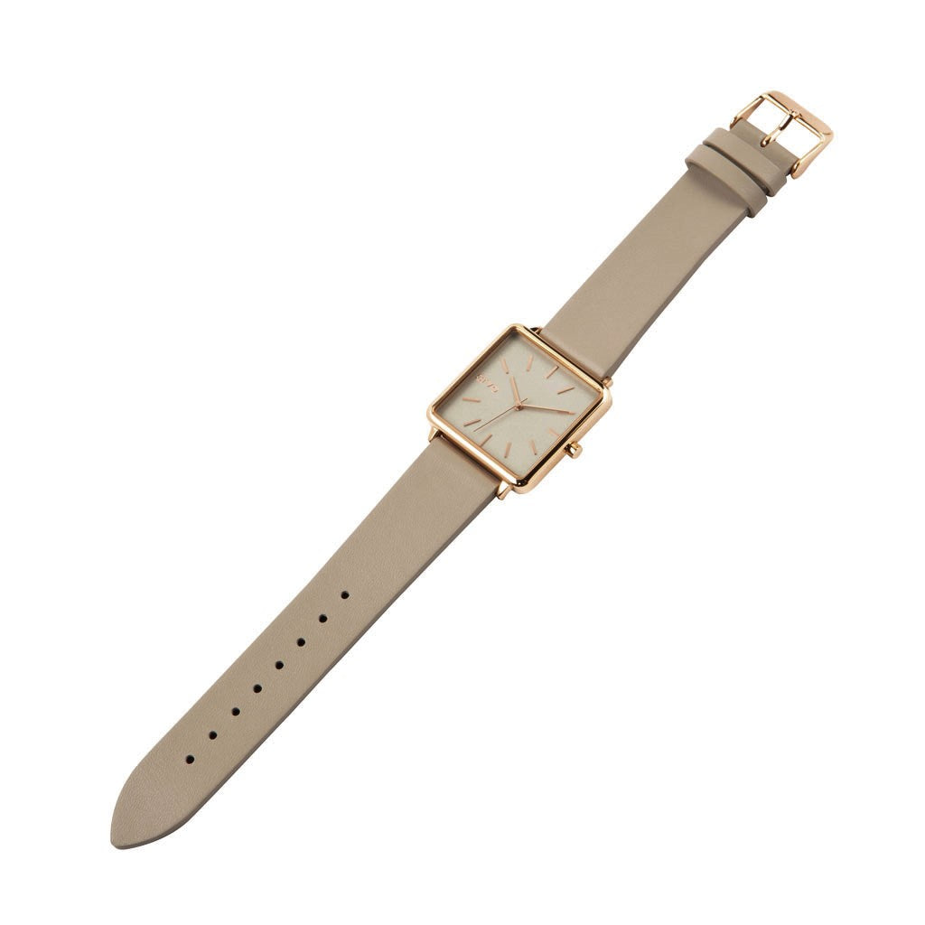 Arvo Time Squared Watch | Taupe &amp; Rose Gold