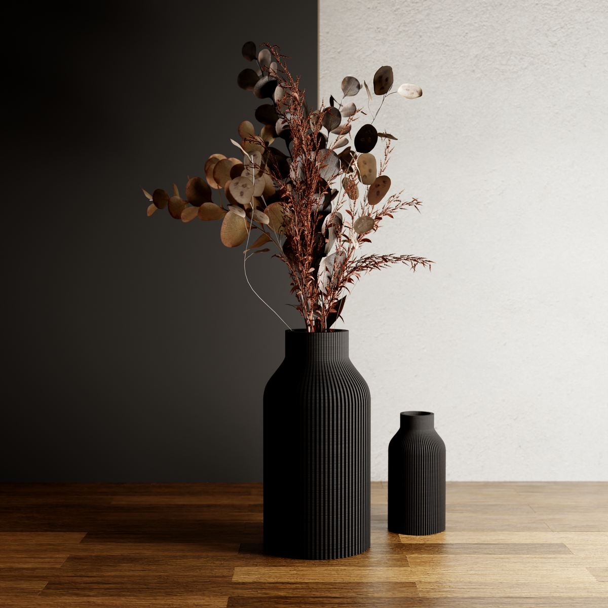 Modern Ribbed Decorative Vase | Sculptural Home Accent