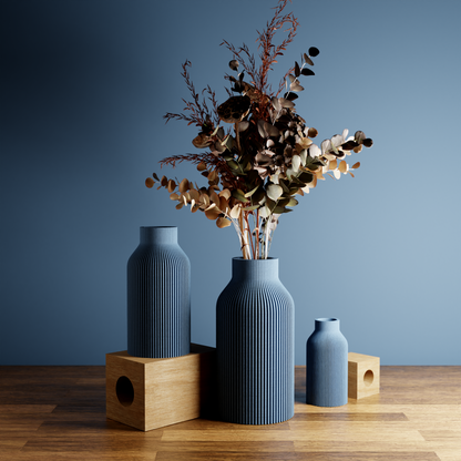 Modern Ribbed Decorative Vase | Sculptural Home Accent