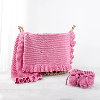 Heirloom Ruffled Edge Cotton Knit Baby Blanket