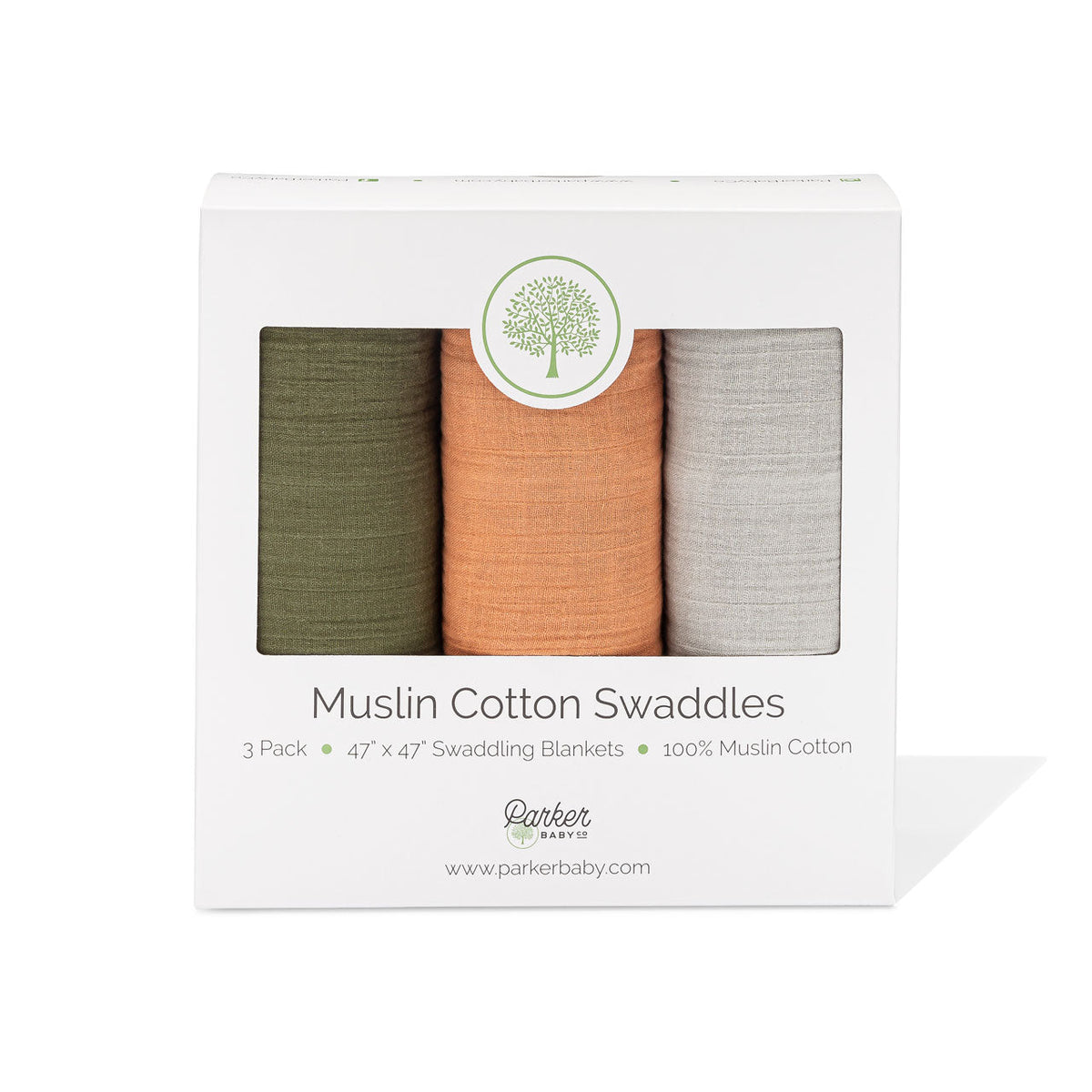 Estes Cotton Muslin Baby Swaddle Blankets – 3 Pack
