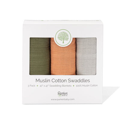Estes Cotton Muslin Baby Swaddle Blankets – 3 Pack