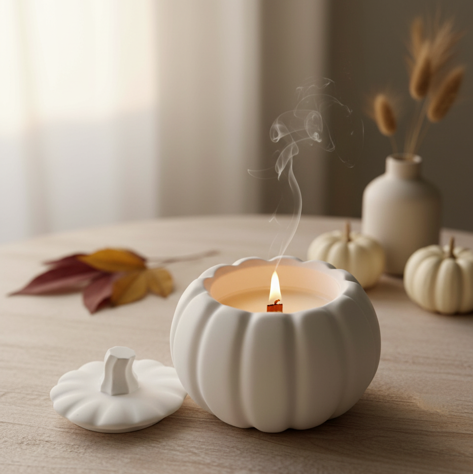 Sculptural Pumpkin Candle | Handmade Fall Décor