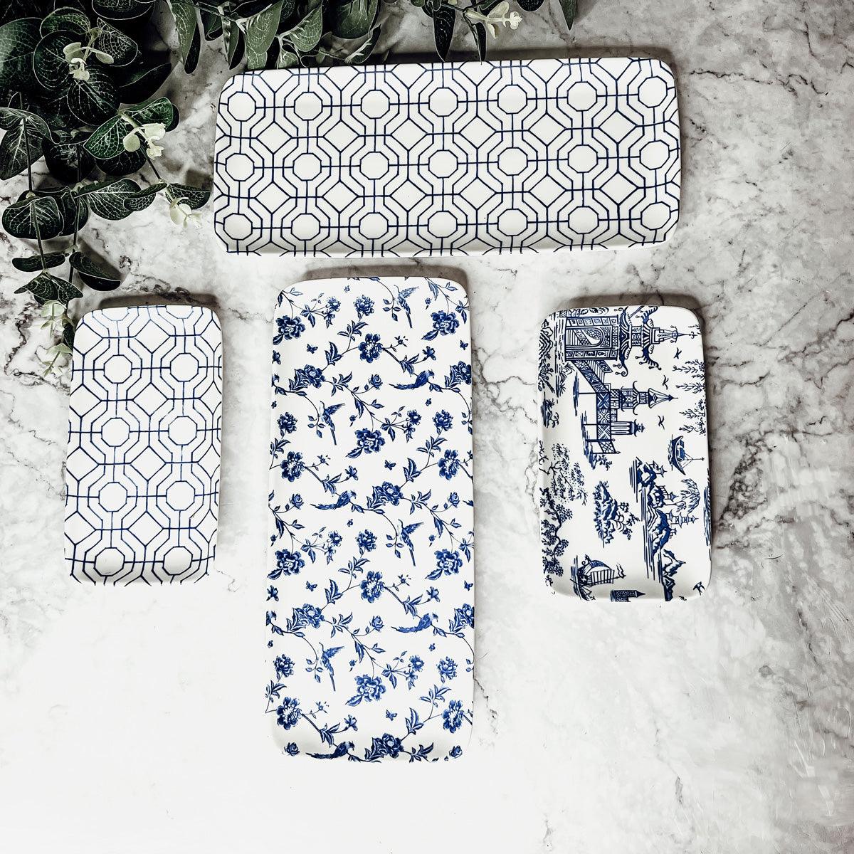 Blue &amp; White Chinoiserie Serving Tray Set | 4 Pieces