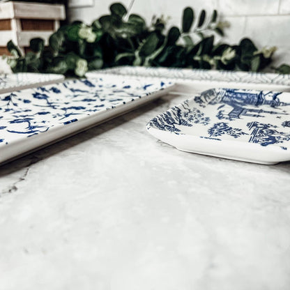 Blue &amp; White Chinoiserie Serving Tray Set | 4 Pieces
