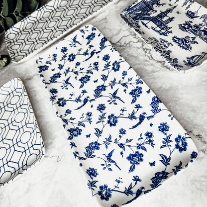 Blue &amp; White Chinoiserie Serving Tray Set | 4 Pieces
