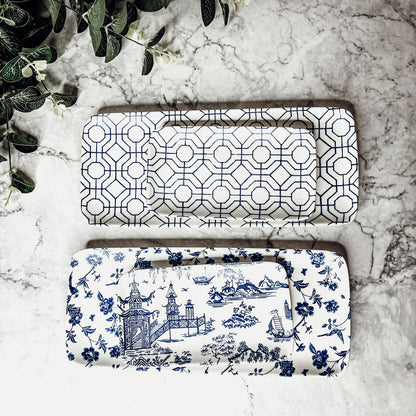 Blue &amp; White Chinoiserie Serving Tray Set | 4 Pieces