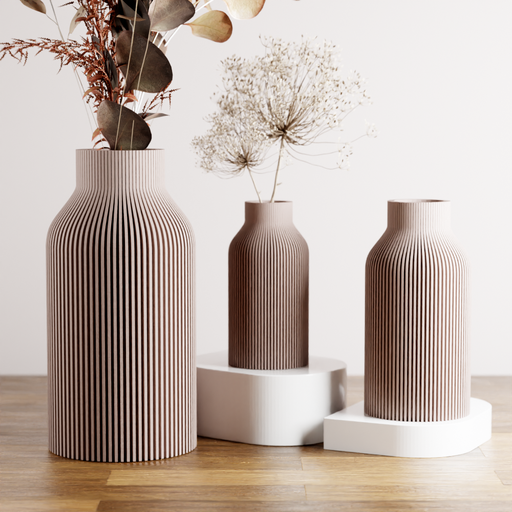 Modern Ribbed Decorative Vase | Sculptural Home Accent