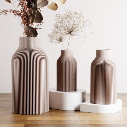 Modern Ribbed Decorative Vase | Sculptural Home Accent