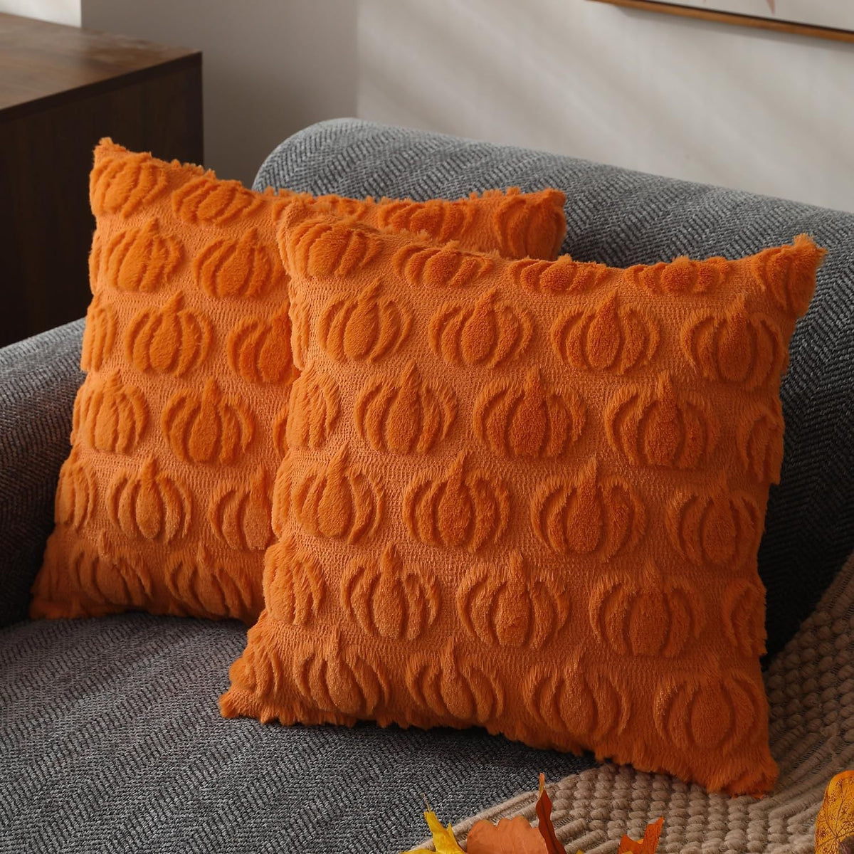 Textured Pumpkin Pillow Covers | Cozy Fall Home Decor