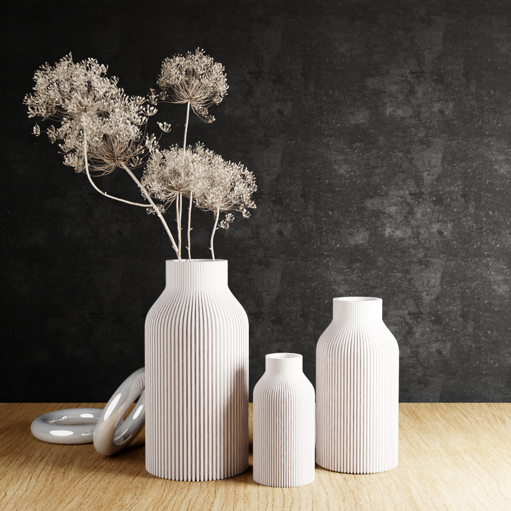 Modern Ribbed Decorative Vase | Sculptural Home Accent