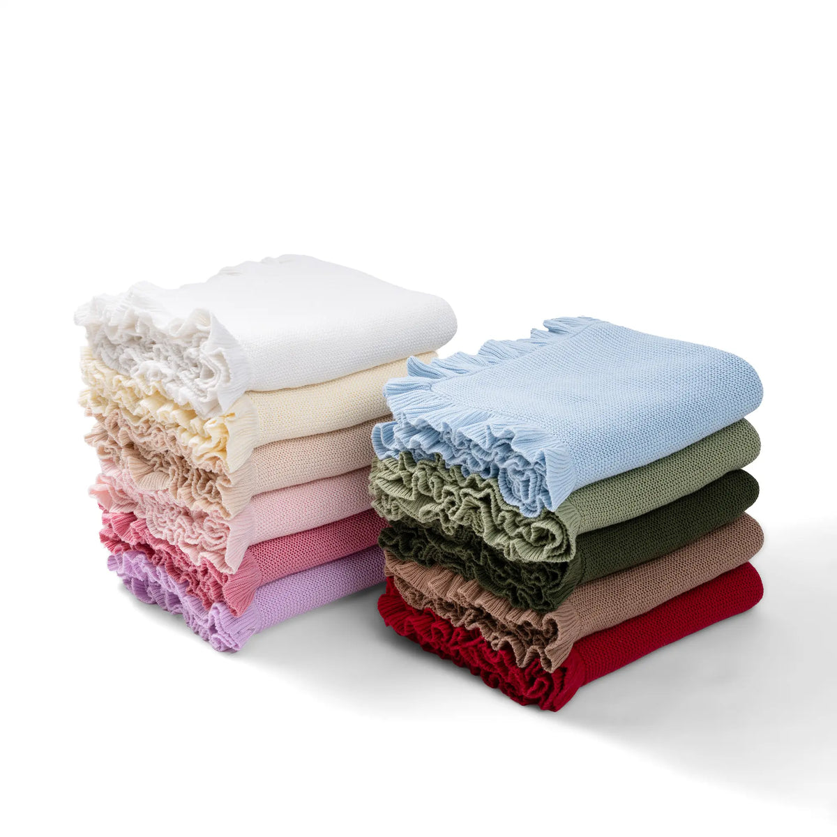 Heirloom Ruffled Edge Cotton Knit Baby Blanket