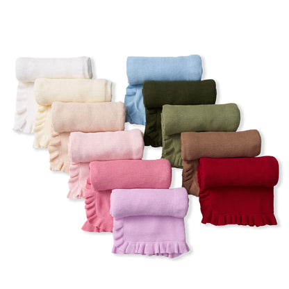 Heirloom Ruffled Edge Cotton Knit Baby Blanket