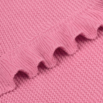 Heirloom Ruffled Edge Cotton Knit Baby Blanket