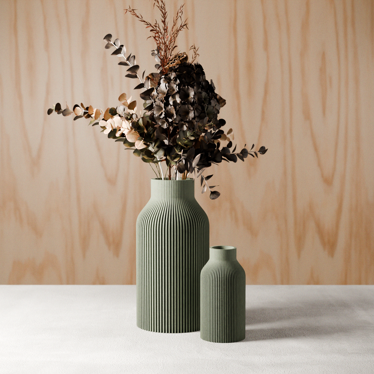 Modern Ribbed Decorative Vase | Sculptural Home Accent