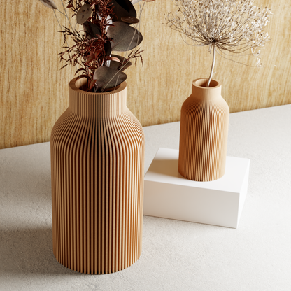 Modern Ribbed Decorative Vase | Sculptural Home Accent